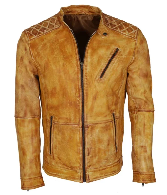 Mens-Camel-Color-Vintage-Waxed-Designer-Leather-Jacket-