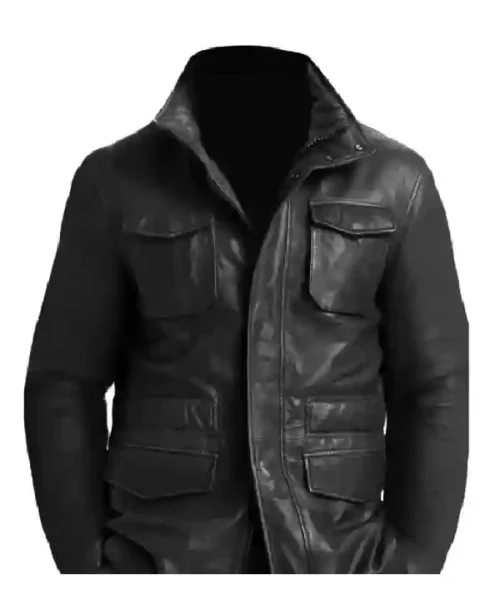 Men’s M65 Field Black Real Lambskin Leather Coat Jacket