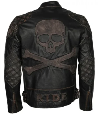 Mens-Skull-Embossed-Vintage-Bikers-Motorcycle-Leather-Jacket-
