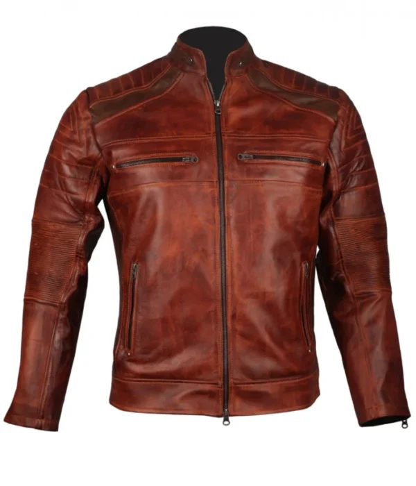 Mens-Vintage-Cafe-Racer-Biker-Genuine-Leather-Jacket-