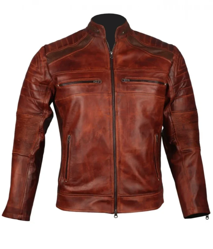 Mens-Vintage-Cafe-Racer-Biker-Genuine-Leather-Jacket-