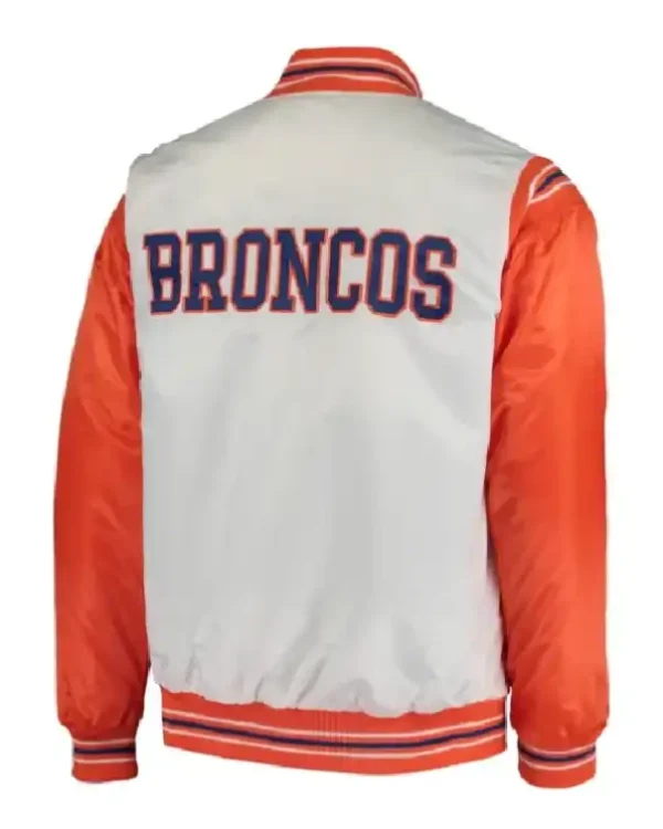 Order Denver Broncos Starter White and Orange Satin Jacket Sale