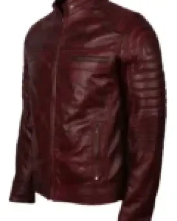 Order Maroon Waxed Vintage Leather Biker Jacket Men’s First Choice Sale