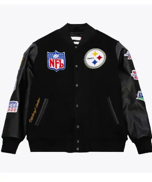 Pittsburgh Steelers Blackout Vintage Logo Varsity Jacket