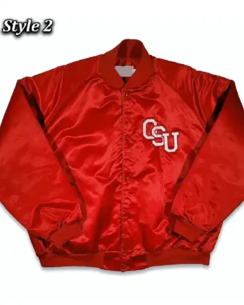 Red Ohio State Buckeyes 80s Full-Snap Bomber Satin Jacket