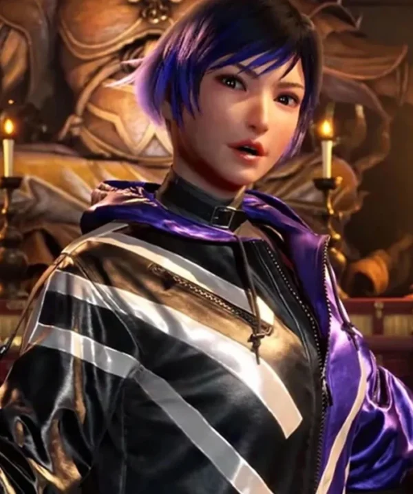 Reina Mishima Tekken 8 Hooded Leather Jacket - Image 2