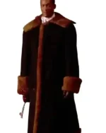 Selena Gomez Black & White Leather Coat – Bold Monochrome