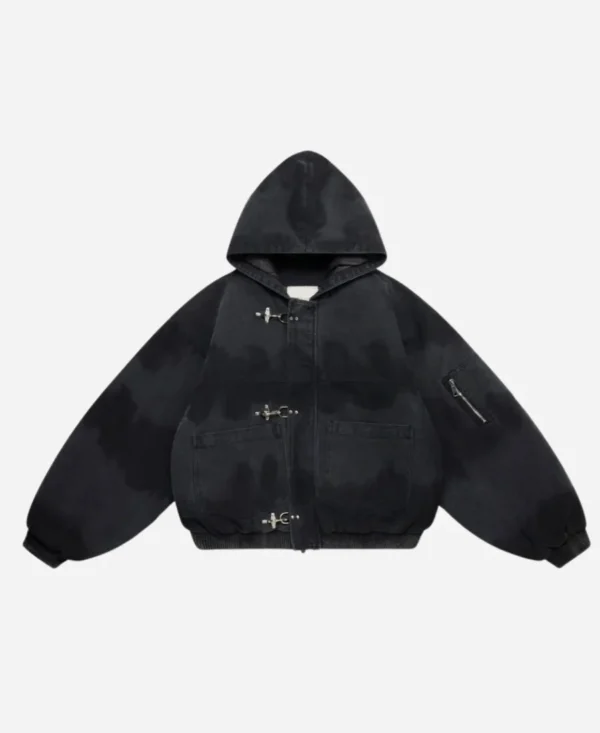 Shinzo-Shige-15oz-Canvas-Clasp-Black-Bomber-HoodedJacket-For-Unisex
