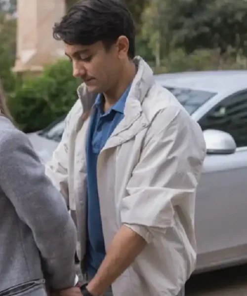 Shop Javier Gil Movie A Widow’s Game 2025 Ramón Ródenas White Jacket Sale