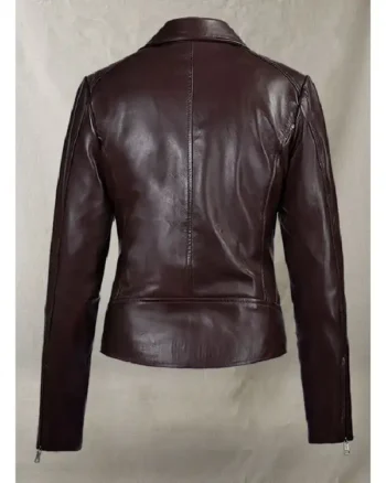Shop Katie Holmes Maroon Leather Jacket Sale