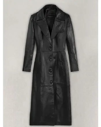 Shop Kendall Jenner Leather Black Long Coat Sale