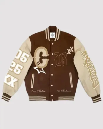 Shop Unisex Chris Brown Breezy Bowl XX Letterman Wool Varsity Jacket Sale
