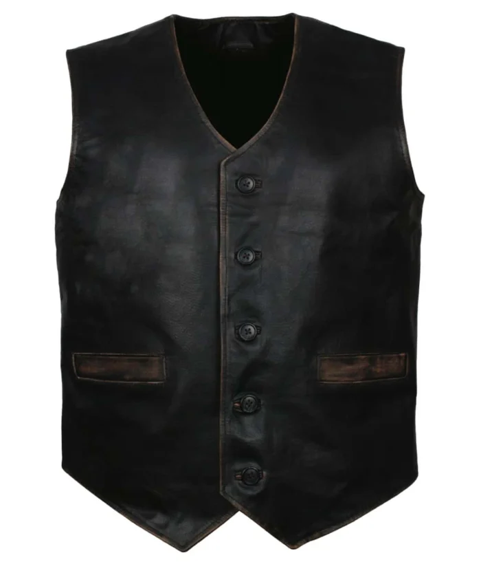 Skull-Embossed-Mens-Black-Biker-Leather-Vest-Sale-