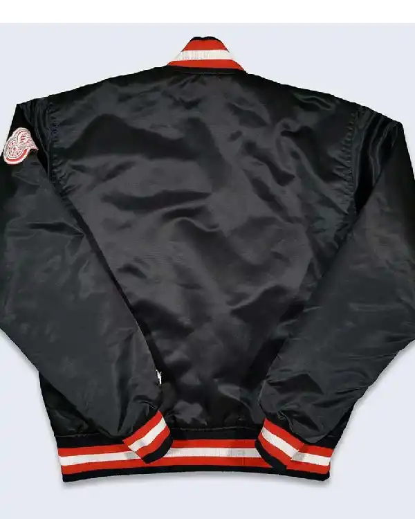 Starter Black Detroit Red Wings 80s Bomber Full-Snap Satin Jacket