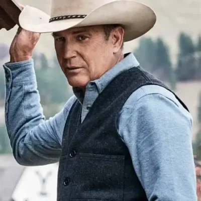 TV Series Yellowstone John Dutton Grey Wool Vest