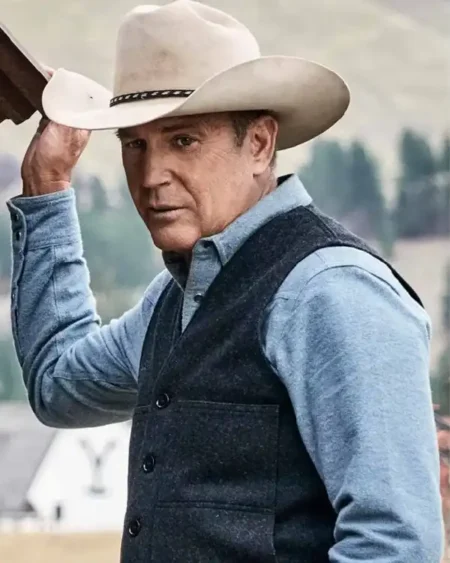TV Series Yellowstone John Dutton Grey Wool Vest