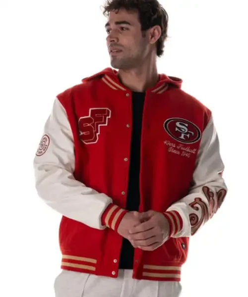 The Wild Collective San Francisco 49ers Hooded Varsity Jacket