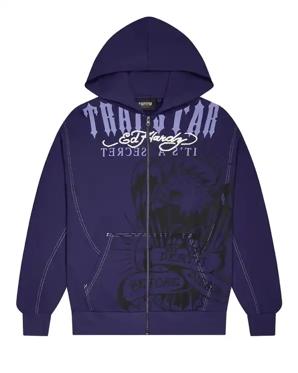 Trapstar x Ed Hardy DBD Zip-Up Hoodie Purple
