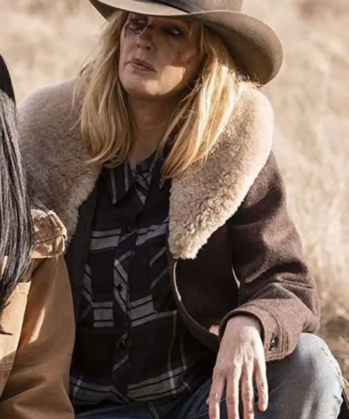 Yellowstone Kelly Reilly Shearling Wool Coat