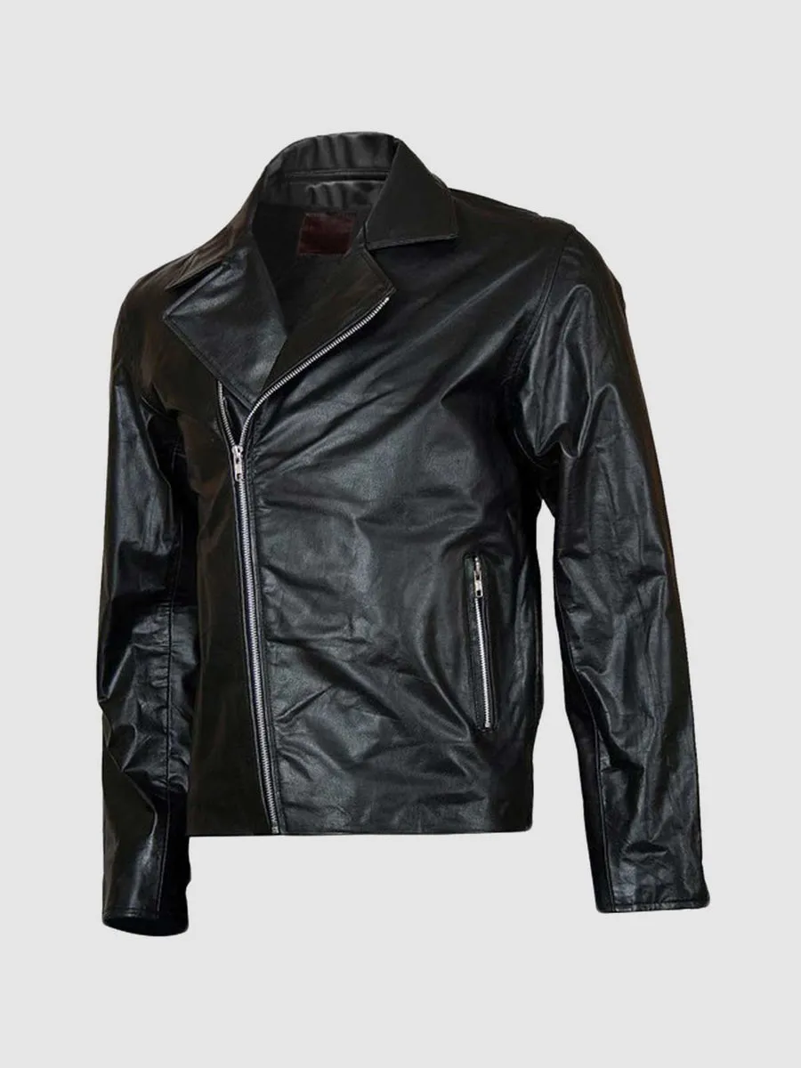 Zack Men Double Rider Black Moto Leather Jacket