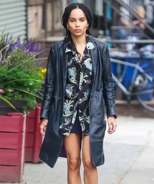 Zoe Kravitz Leather Long Coat
