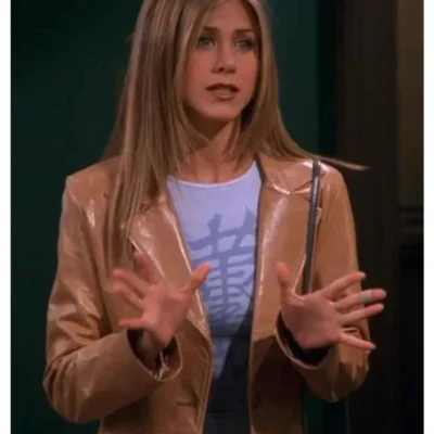 jennifer-aniston-Friends-rachel-green-leather-Brown-Coat-jacket-