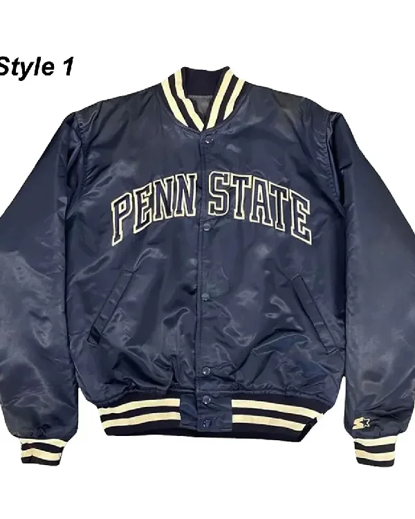 80s Penn State Nittany Lions Navy Satin Jacket