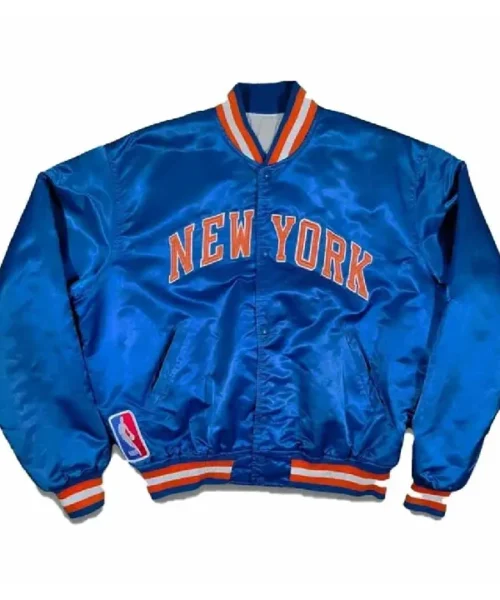 90’s New York Knicks Bomber Blue Satin Jacket