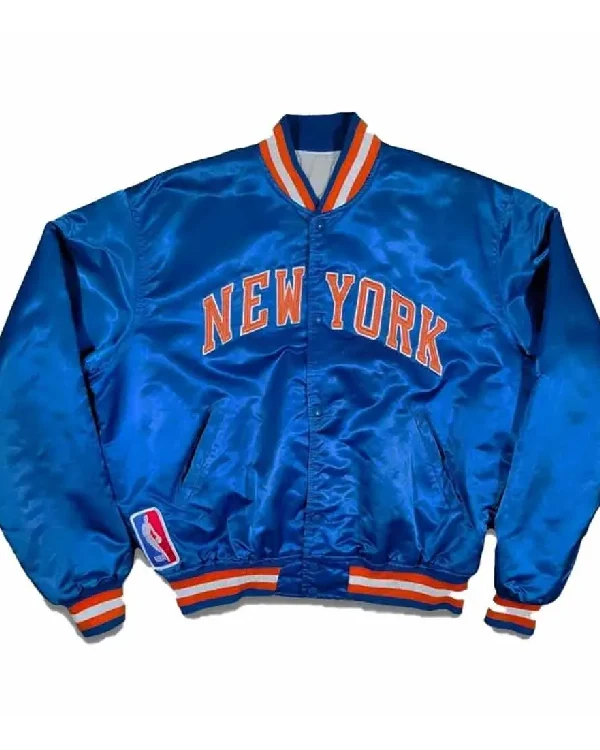 90’s New York Knicks Bomber Blue Satin Jacket