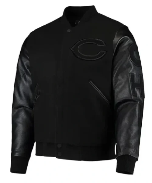 Black Chicago Bears Logo Varsity Jacket