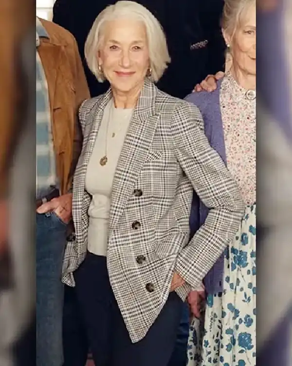 Buy Elizabeth Movie The Thursday Murder Club 2025 Helen Mirren Checkered Blazer For Sale
