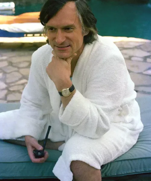 Buy Hugh Hefner Sitting By The Pool White RobeBuy Hugh Hefner Sitting By The Pool White Robe