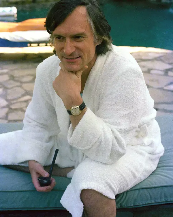 Buy Hugh Hefner Sitting By The Pool White RobeBuy Hugh Hefner Sitting By The Pool White Robe
