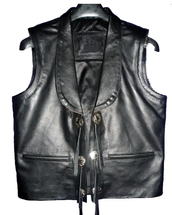 Buy Lorne Greene Bonanza Ben Cartwright Brown Leather Vest Sale Black vest