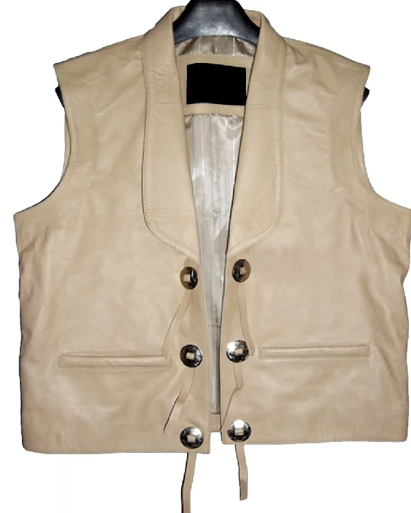 Buy Lorne Greene Bonanza Ben Cartwright Brown Leather Vest Sale White