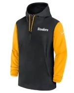 Buy NFL Nike Black and Gold Pittsburgh Steelers Sideline Pre-Game Half-Zip Hoodie Jacket Sale