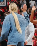 Buy Sophie Cunningham WNBA Playoffs Semifinal 2025 Blue Denim Jacket Sale Back