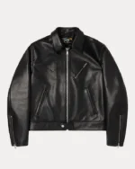 Buy Stussy Black Leather Classic Biker Jacket Sale