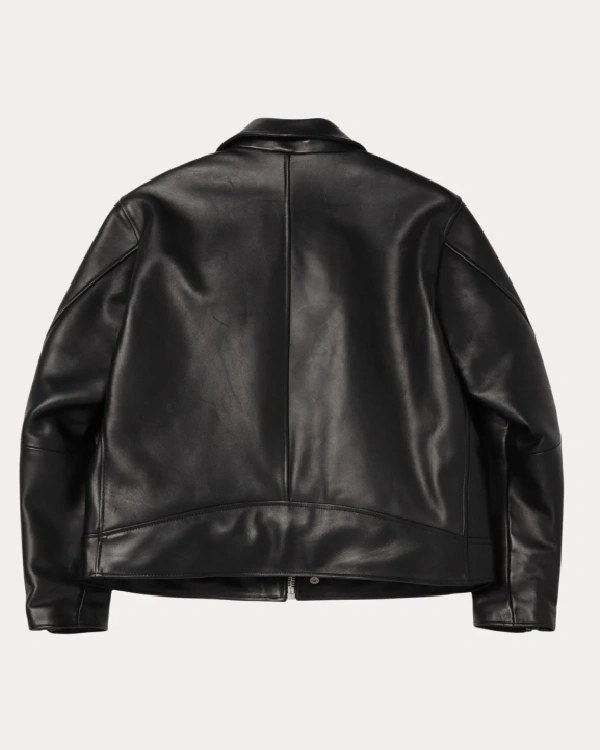Buy Stussy Black Leather Classic Biker Jacket