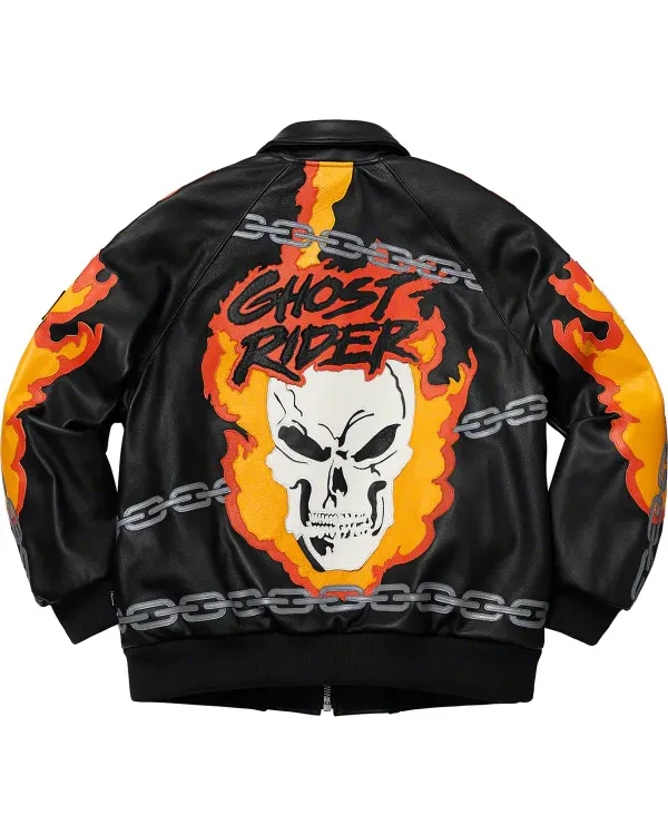Buy Vanson Leathers Supreme Ghost Rider Jacket Black Sale Back