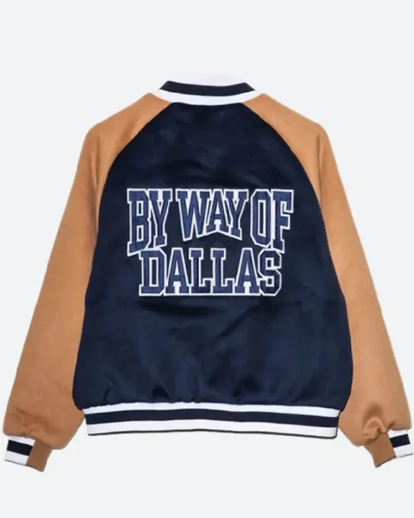 Buy Way of Dallas Cowboys Blue & Brown Varsity Jacket Sale Back