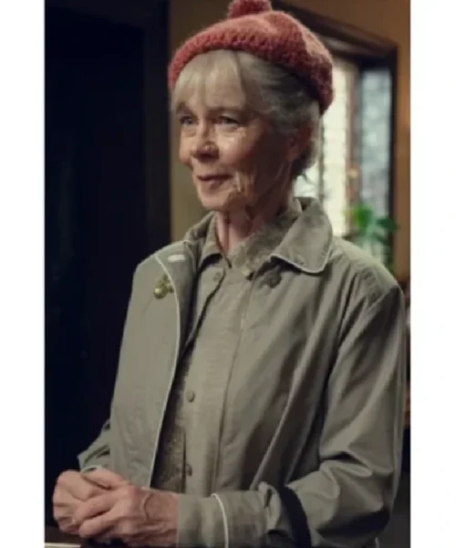Celia Imrie The Thursday Murder Club Grey Jacket