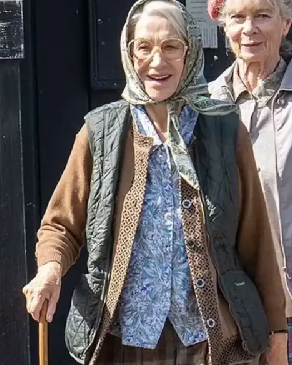 Elizabeth Movie The Thursday Murder Club 2025 Helen Mirren Black Vest