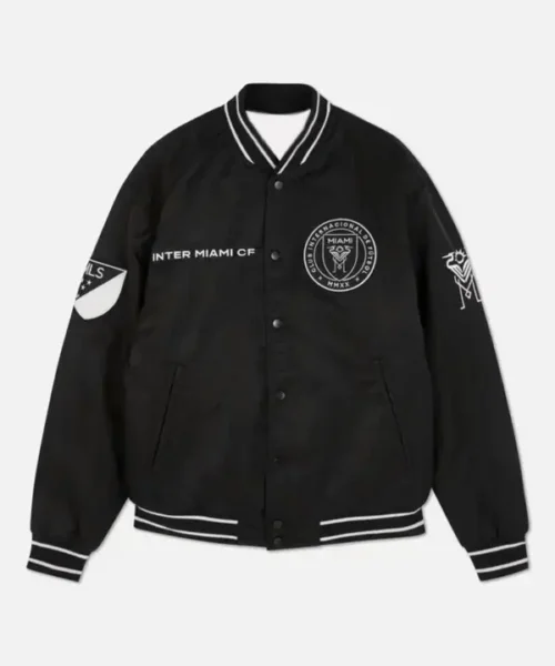 Inter Miami CF Black Full Snap Bomber Jacket