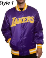 LA Lakers Purple Bomber Satin Jacket