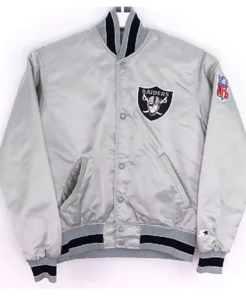 Las Vegas Raiders 80’s Silver Satin Jacket