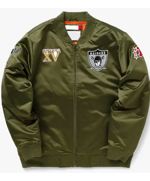 Las Vegas Raiders Bomber Green Satin Jacket