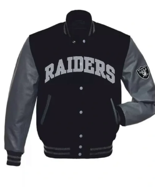 Las Vegas Raiders Grey_Black Letterman Jacket