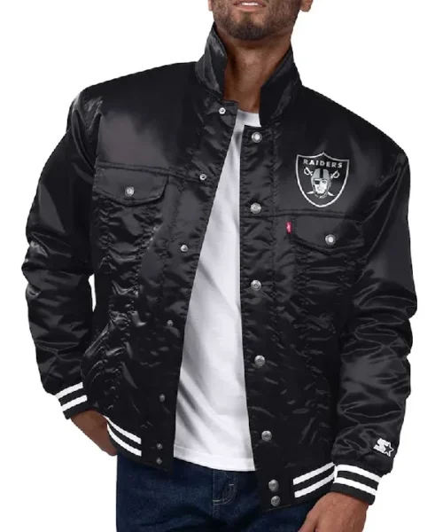Las Vegas Raiders Silver Tab Trucker Jacket