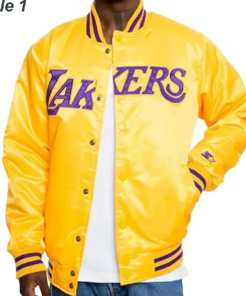 Los Angeles Lakers Satin Bomber Yellow Jacket